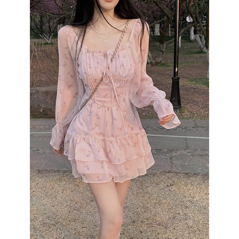 Lost Rose Dream Ruffle Floral Waist Dress