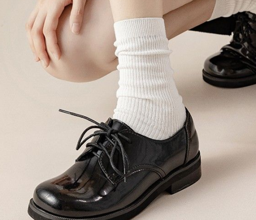 Black JK calf socks women's spring and autumn Lolita pile socks ins tide stockings net red mid-tube over-the-knee socks
