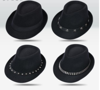 Korean version of the trendy spring and summer small hat winter black woolen hat men and women British jazz gentleman hat western cowboy hat