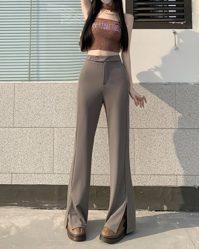 Real price real price 2023 summer new slit suit pants women's high waist drape slim casual casual straight mopping pants