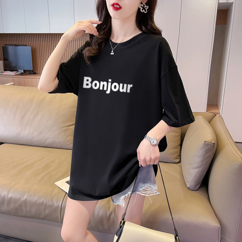 Real Time Shooting - Summer Cotton Back Wrap Print Large Top Short Sleeve T-shirt Women