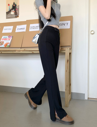 Real price real price 2023 summer new slit suit pants women's high waist drape slim casual casual straight mopping pants