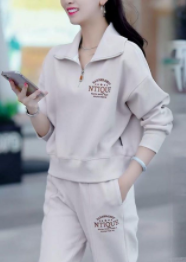 Women's Sportswear Suit  Spring and Autumn New Korean Style Stand Collar Casual Western Fashion Sweater Two-piece Set