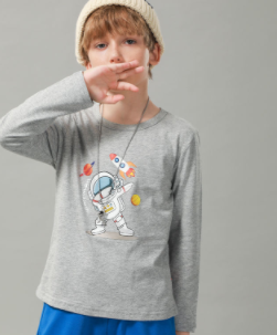 Diss Rabbit Boys T-shirt Autumn Clothes 2023 New Middle and Big Boys Cotton Korean Top Children's Western-style Long-sleeved T-shirt