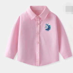 Boys, boys, spring and autumn, boys and girls, solid color shirts, cartoon printing, cotton, middle and small children