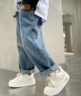 Zhongda boy's jeans spring and autumn all-match straight loose casual pants trendy brand fashion cool and handsome trousers