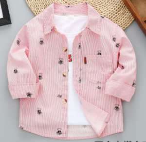 Boys' pure cotton shirt long-sleeved baby tops children's clothing children's thin section shirt plaid girls children's spring and autumn wear
