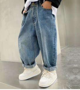 Zhongda boy's jeans spring and autumn all-match straight loose casual pants trendy brand fashion cool and handsome trousers