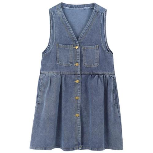 Sleeveless vest denim dress female summer 2023 new Korean version loose small casual suspender skirt