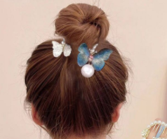  Temperament Light Luxury Hair Accessories Net Red New Pearl Gradient Color Butterfly Top Clip High-value Ball Hair Clip Female