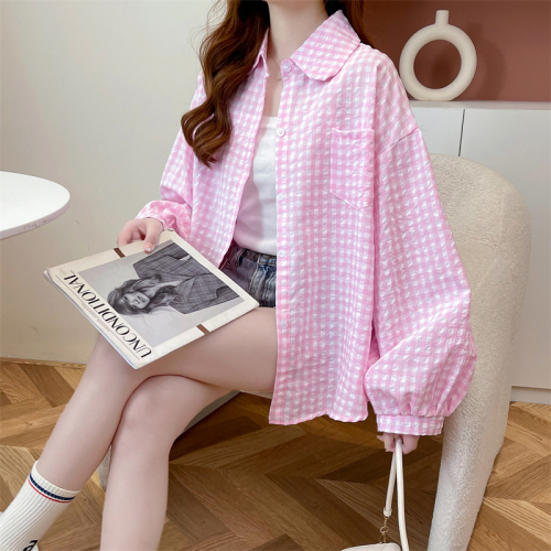 Lazy style age-reducing thin section sunscreen shirt jacket female  new summer foreign style casual all-match Korean top