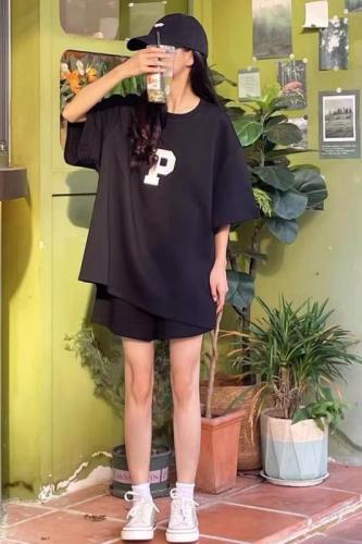 Short-sleeved shorts sportswear suit female summer thin student Korean version loose cool cool style all-match casual two-piece suit