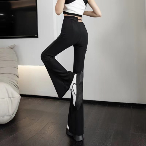 MORJIN black flared pants women's spring 2023 new high waist slimming suit pants micro flared pants