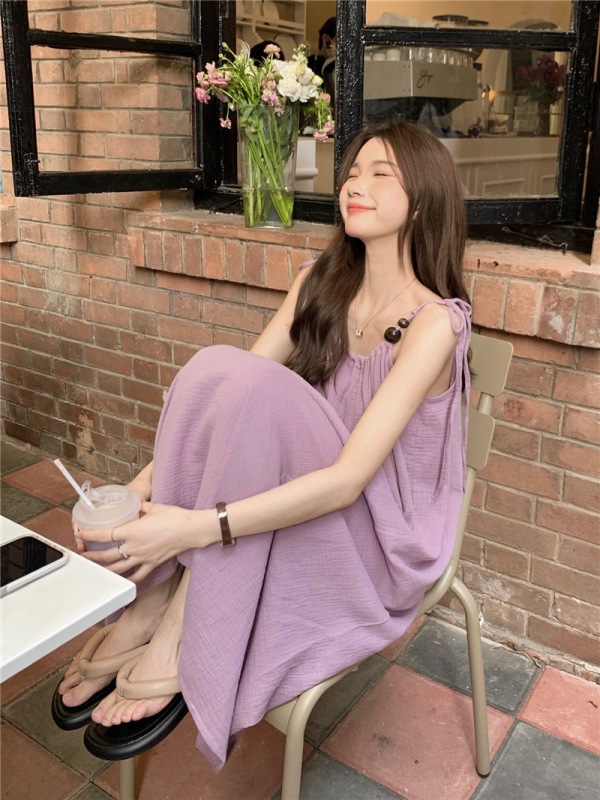 Real price!  2023 new spring and summer Korean version gentle holiday wind strap new Chinese style suspender dress female