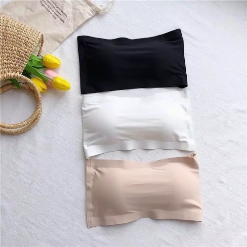 Strapless ice silk one-word wrap chest breathable anti-shock breasted sports shockproof anti-shock girls seamless beautiful back