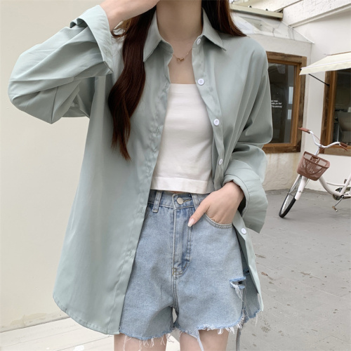 Real shot real price shirt age reduction small fresh pink shirt spring small casual chic coat white top