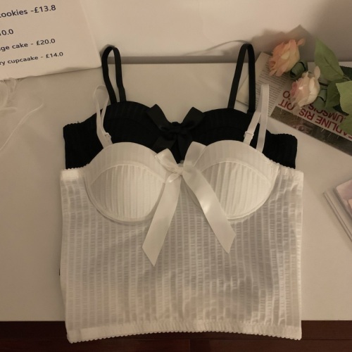 Real price real shot Sexy bowknot camisole women's spring self-cultivation slimming beautiful back sleeveless inner top