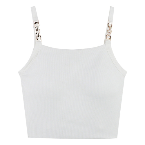 French chic chain babes small camisole women's inner sexy American style bottoming sleeveless top with chest pad summer