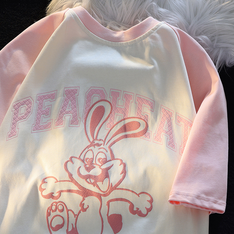 Real price pure cotton back bag 200g combed tightly new short-sleeved t-shirt female foam printing