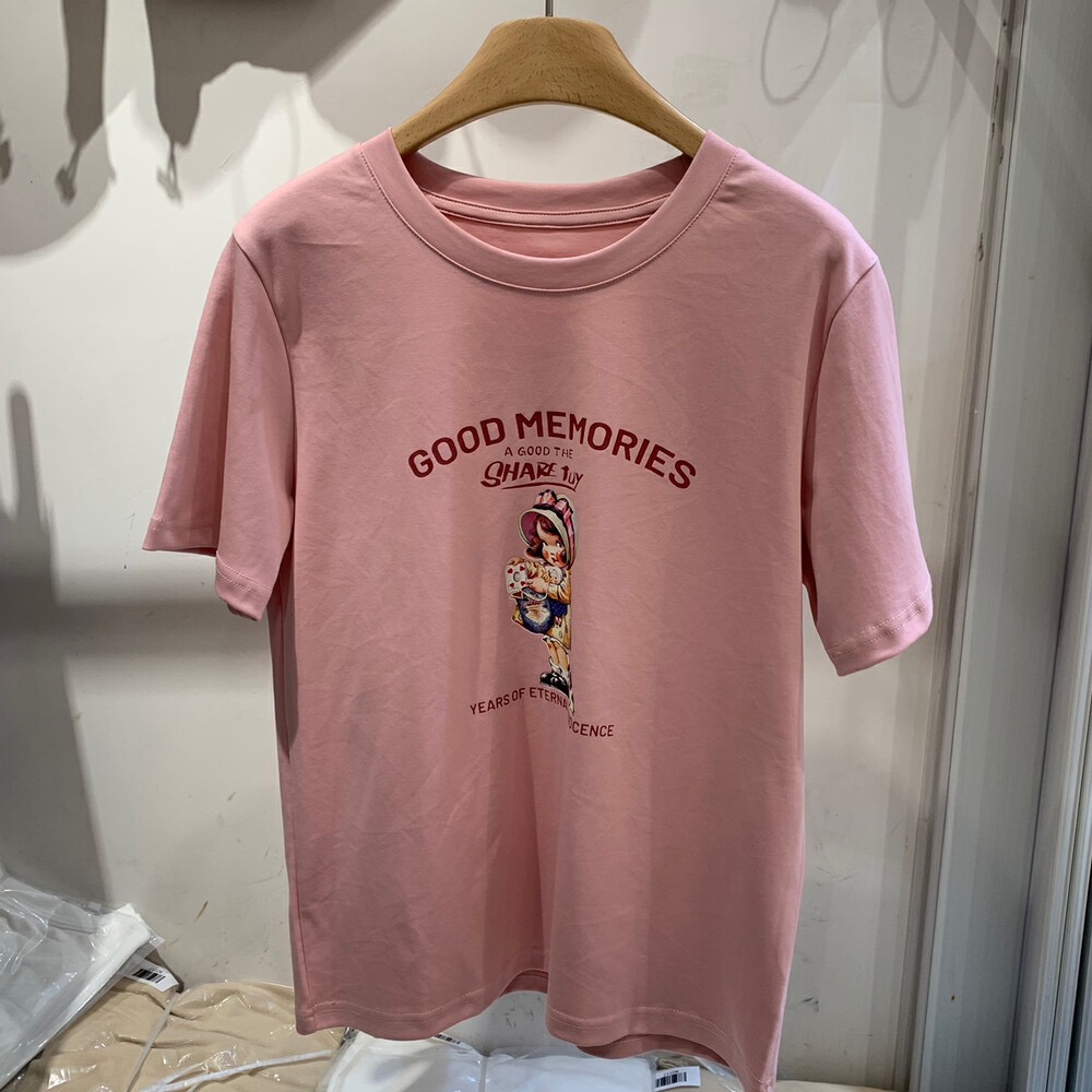 Official picture spring and summer short-sleeved printed T-shirt Four fabrics to choose from Cotton Back collar