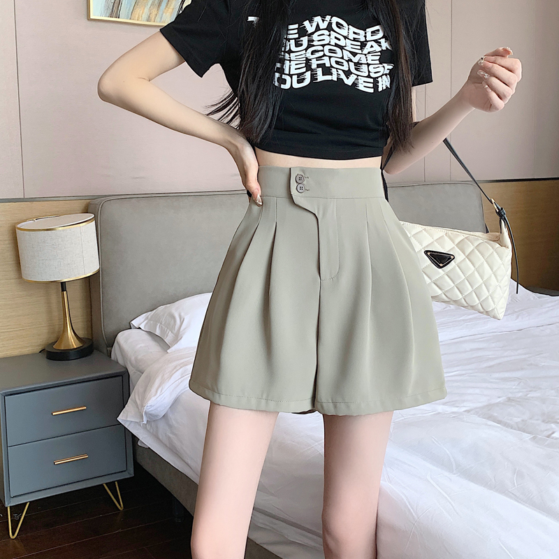 Real price real price 2023 new high-waist suit with a sense of drape, thin and long legs, casual wide-leg shorts