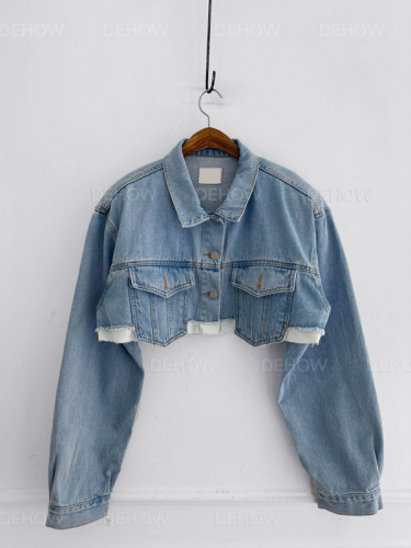 Spring and summer lapel short denim splicing short jacket