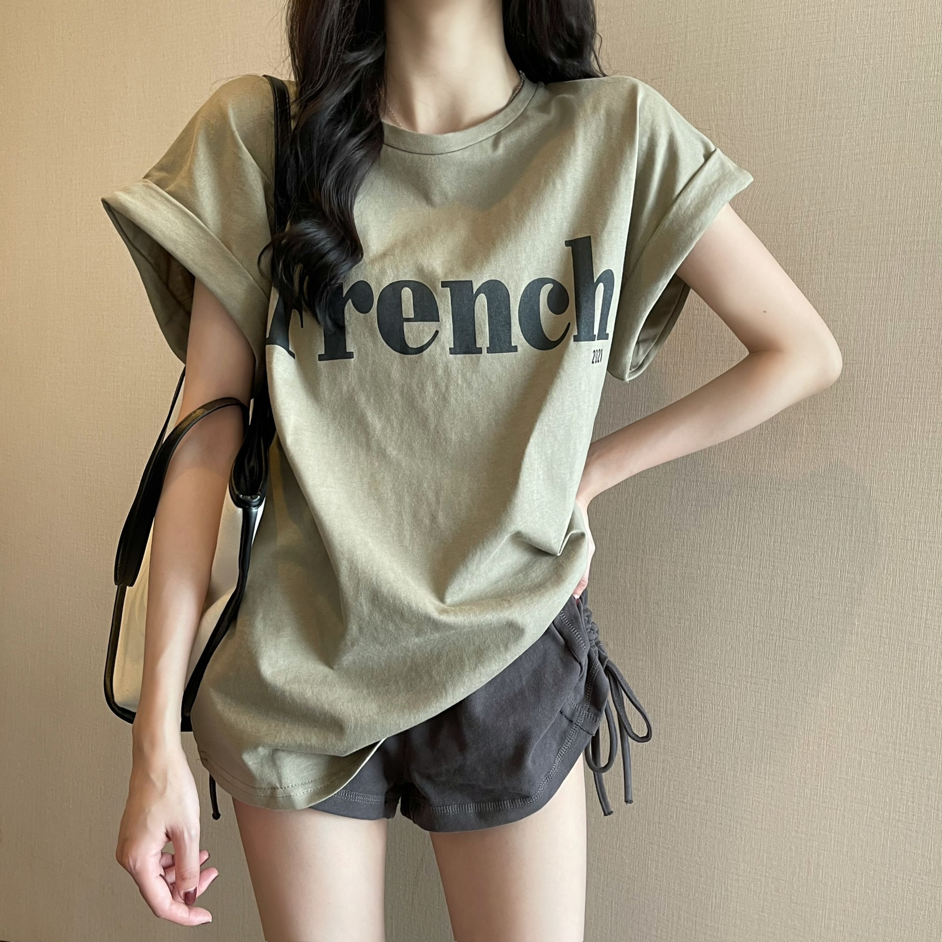 Net red ins super fire thin shoulders sweet cool short-sleeved t-shirt loose female summer