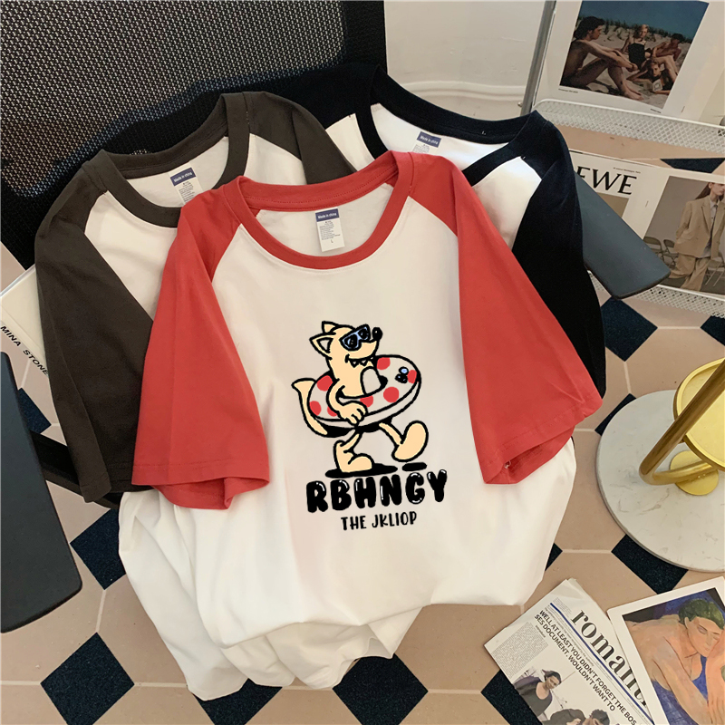 Real shot pure cotton large size summer new color short-sleeved t-shirt women's fashion