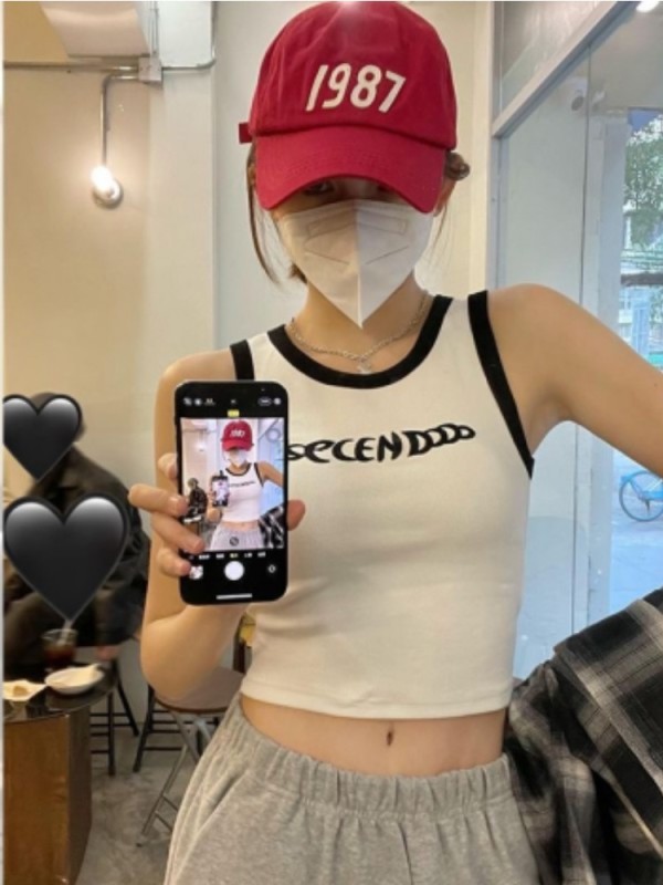 2023 New Thin Camisole Women's Summer Outerwear Short Navel-Baring White Shirt Slim Sleeveless Bottoming Top