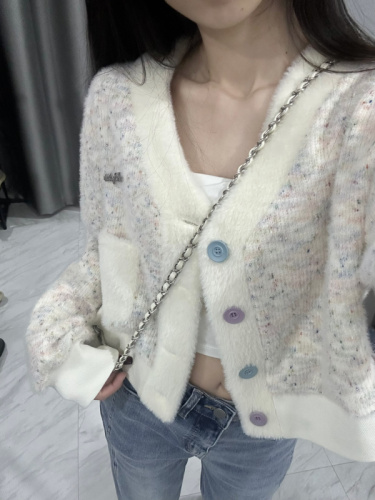 Collar Short Sweater Jacket Women's Spring New Design Sweet and Age-reducing Long-sleeved Knitted Cardigan