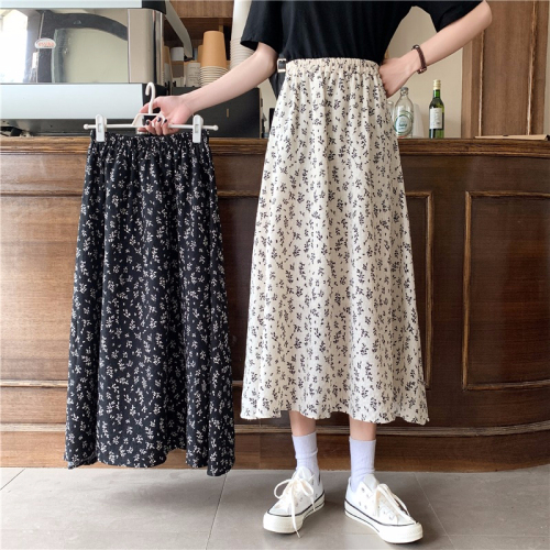 Korean new style skirt sweet loose floral skirt women