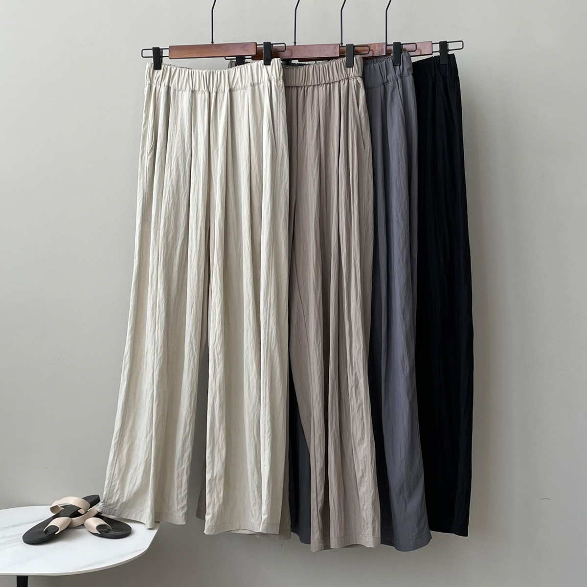 Real shot~Thin section pleated casual pants women 2023 summer Japanese lazy drape loose wide-leg long pants