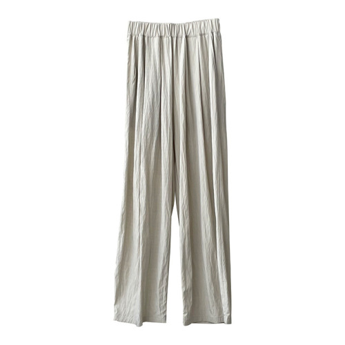 Real shot~Thin section pleated casual pants women 2023 summer Japanese lazy drape loose wide-leg long pants