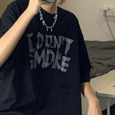 American Street Black Short Sleeve T-shirt Women's Summer 2023 Loose ins Fashion Oversize Hip Hop Top
