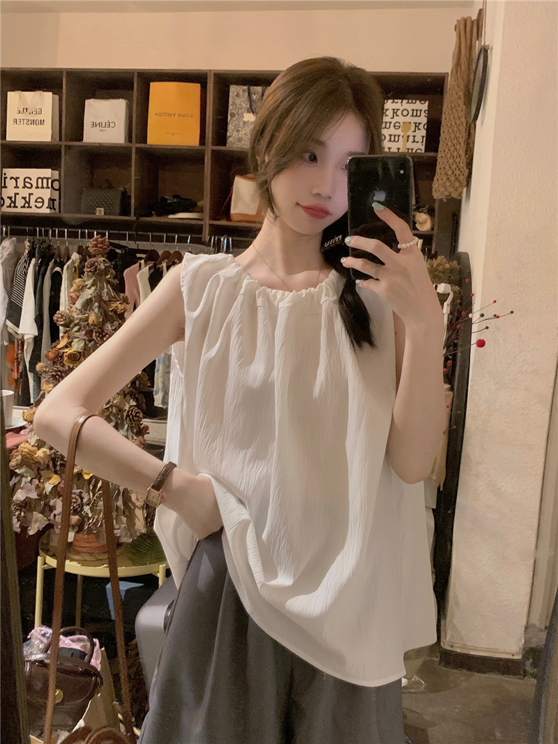 Real price South Korean Spring/Summer New Solid Color Loose Versatile Slim Lace up Sleeveless Strap Tank Top for Women