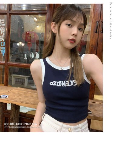 Song Xiaoen pink short small camisole women wear summer pure cotton word sleeveless t-shirt bottoming top outerwear