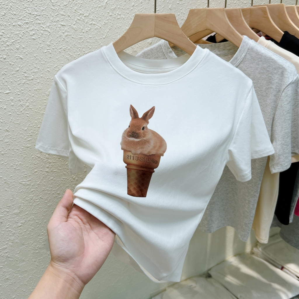 Real shot Nett 40 pieces 210g 92% cotton 8% spandex front shoulder short-sleeved T-shirt women's pure cotton short top summer