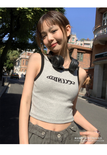 Song Xiaoen pink short small camisole women wear summer pure cotton word sleeveless t-shirt bottoming top outerwear