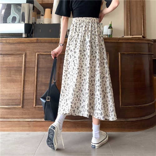 Korean new style skirt sweet loose floral skirt women