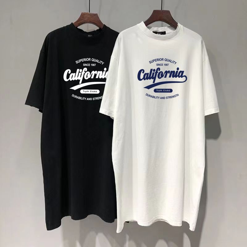 Two kinds of fabrics long knee-length T-shirt skirt women's summer loose dress pure cotton bag collar
