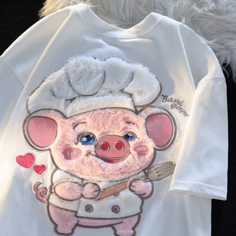 Real price 200g pure cotton back bag combed tightly new short-sleeved t-shirt female flocking