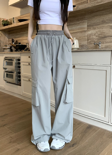 Real price real price American overalls spring and summer small man looks thin high waist loose straight wide leg trousers