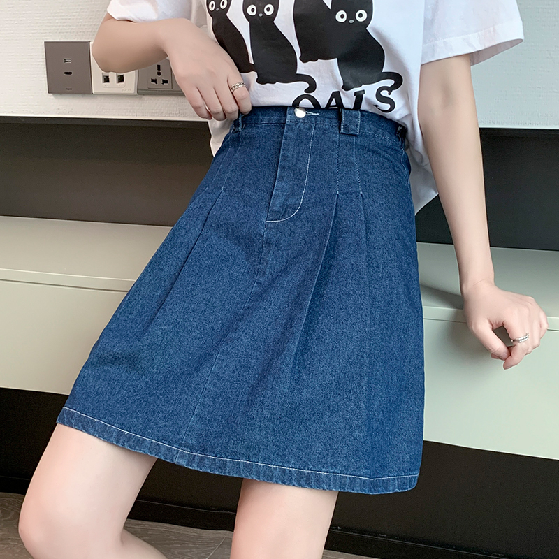 Real shot boy short skirt women's summer new high waist slimming anti-light a-line bag hip skirt skirt large size