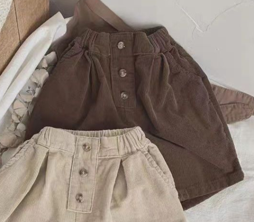 2023 spring children's corduroy five-point pants Korean version of boys and girls corduroy casual pants baby pants loose and comfortable