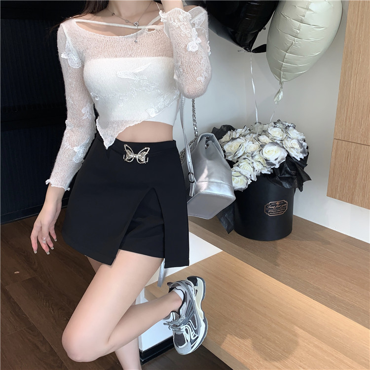 Real price Niche butterfly design high waist skirt pants women's American retro shorts