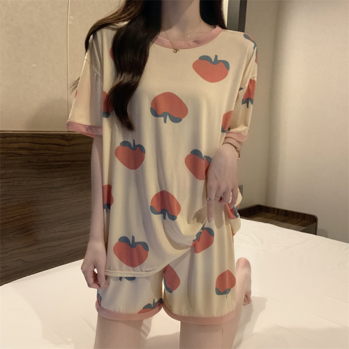 Real shot unabated pajamas women's spring and summer short-sleeved cartoon cute going out  new loose home service suit