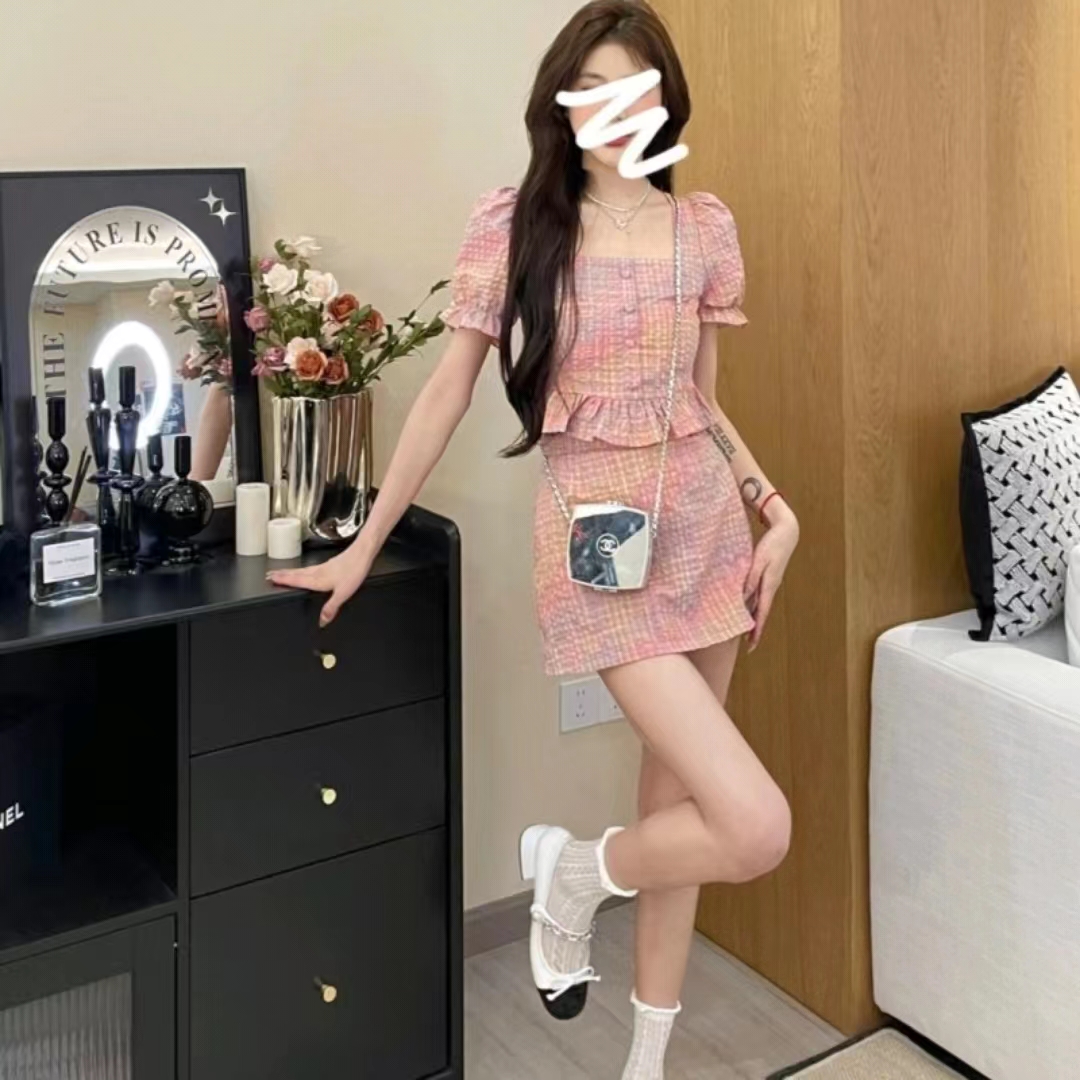 Pink Mist Peach Heart Rainbow Slender Temperament High Waist Fashion Waist Slim Suit