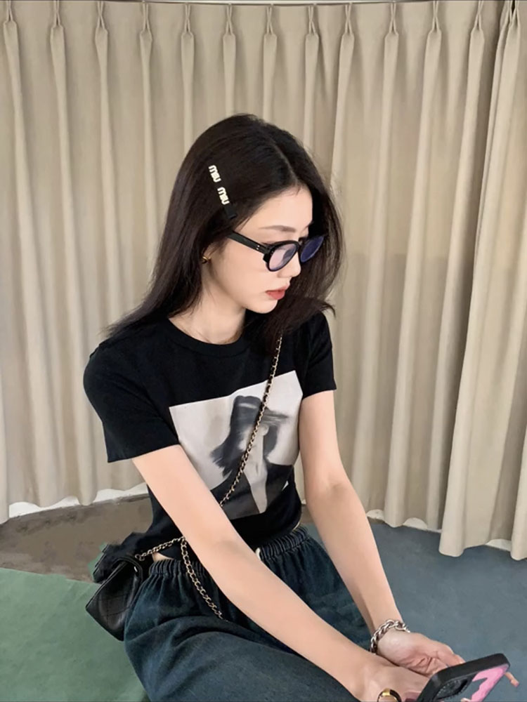 Official picture 92 cotton/8 spandex 40 counts 210g pure cotton slim short T-shirt women's short sleeves