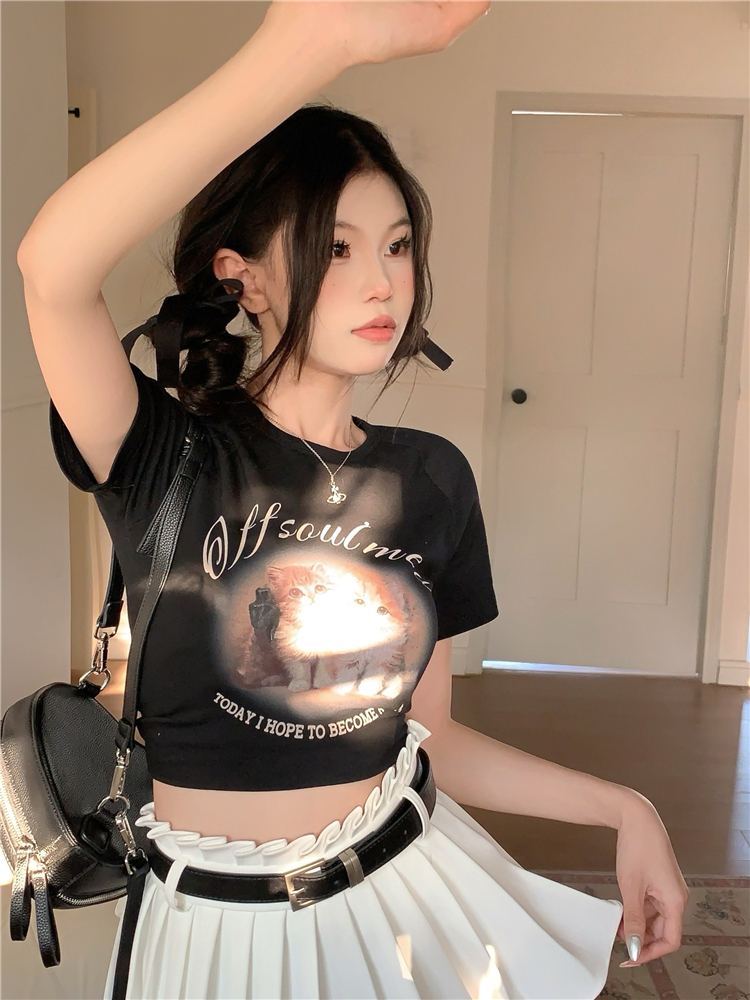 Official picture 92 cotton/8 spandex 40 counts 210g pure cotton slim short T-shirt women's short sleeves