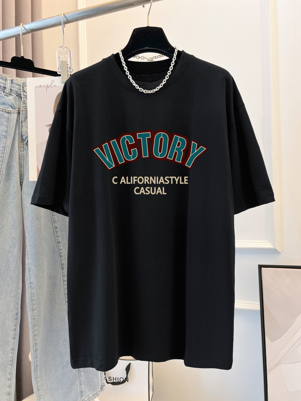 Real shot 200g combed 100% cotton 2023 summer new mid-length loose short-sleeved T-shirt for women
